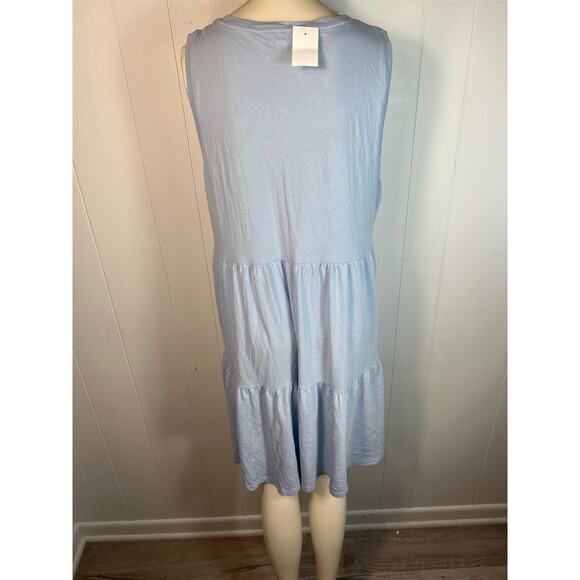 J.Crew Sleeveless Knit Tiered A-Line Mini Dress in Artic Blue. Size L. NWT - Picture 2 of 6